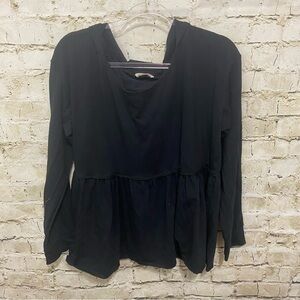 NEW Free 832 Black Tiered Hooded Hoodie Top